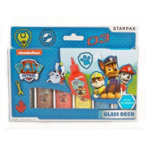 Farba do malowania na szkle Paw Patrol kolor: mix 6 kolor. Starpak (363512) Starpak