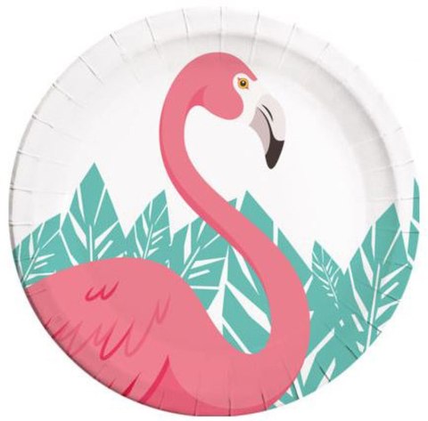 Talerz jednorazowy flamingo papier śr. 180mm (51504)