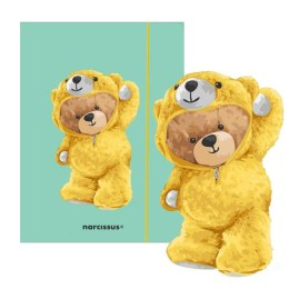 Teczka kartonowa na gumkę Teddies& Miś w dresiku A4 srebrny 270g Narcissus Narcissus