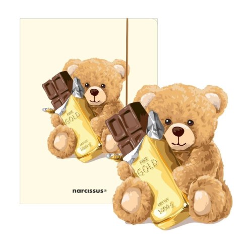 Teczka kartonowa na gumkę Teddies& Miś z czekoladą A4 mix 270g Narcissus Narcissus