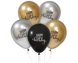 Balon gumowy Happy Birtday (platynowe kolory) 5 szt. mix 300mm 12cal Godan (GZ-HBM5) Godan