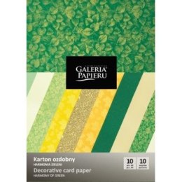 Papier ozdobny (wizytówkowy) harmonia zieleni A4 (mix) 220g Galeria Papieru (208934) Galeria Papieru