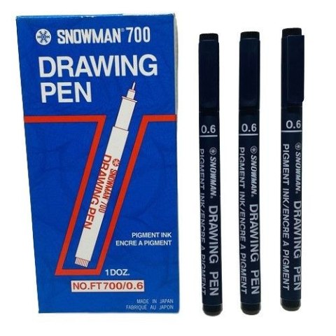 Pisak kreślarski czarny 0,6mm Snowman Snowman
