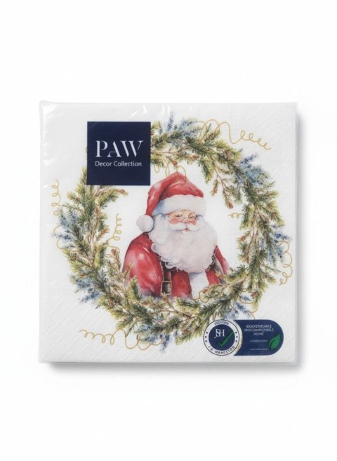 Serwetki Lunch BN Joyful Claus Circle mix nadruk bibuła [mm:] 330x330 Paw (SDL240100) Paw