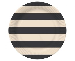 Talerz jednorazowy paski czarno beżowe papier śr. 180mm 6 szt Godan (PG-TPA3) Godan