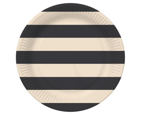 Talerz jednorazowy paski czarno beżowe papier śr. 180mm 6 szt Godan (PG-TPA3) Godan