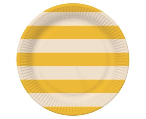Talerz jednorazowy paski żółty papier śr. 180mm 6 szt Godan (PG-TPA1) Godan