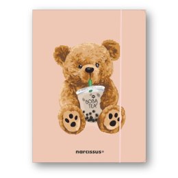 Teczka kartonowa na gumkę Teddies& Miś z boba tea A4 mix 270g Narcissus Narcissus