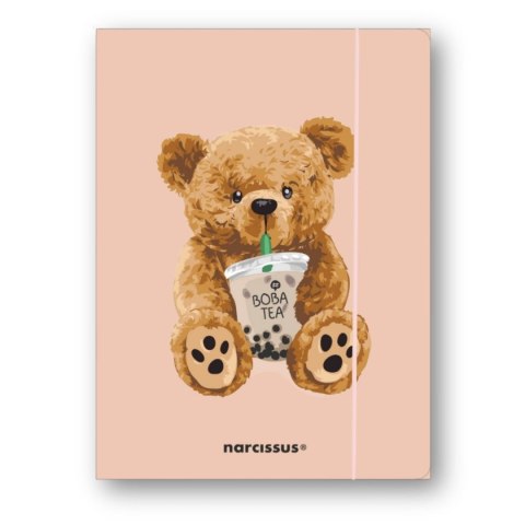 Teczka kartonowa na gumkę Teddies& Miś z boba tea A4 mix 270g Narcissus Narcissus
