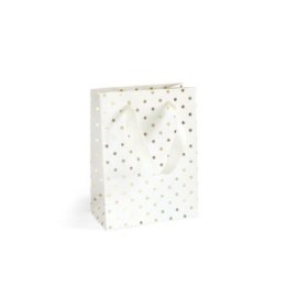 Torba prezentowa biała w złote kropki, S [mm:] 200x80x 150 Argo (257024) Argo