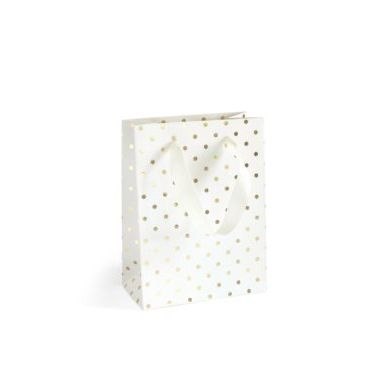 Torba prezentowa biała w złote kropki, S [mm:] 200x80x 150 Argo (257024) Argo