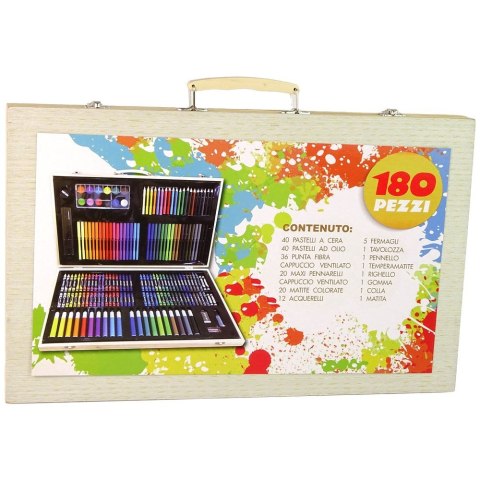 Zestaw kreatywny dla dzieci Zestaw Artystyczny Do Malowania Drewniana Walizka 180 Elementów Lean (14743) Lean
