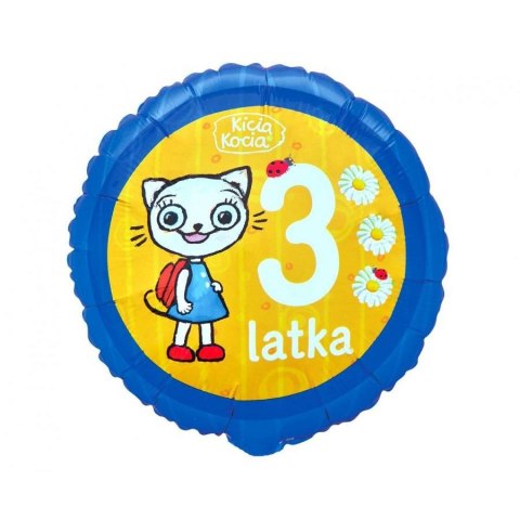 Balon foliowy 3 latka , Kicia Kocia 18cal Godan (FG-OKK3) Godan