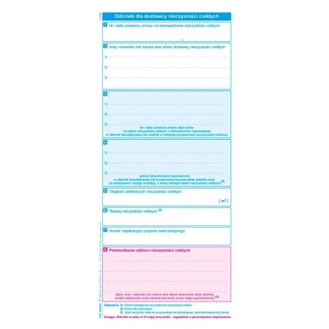 Druk samokopiujący potw.odbioru niczystości ciekł. transport do stacji paliw 1/3 A4 80k. Michalczyk i Prokop (S-100-8) Michalczyk i Prokop