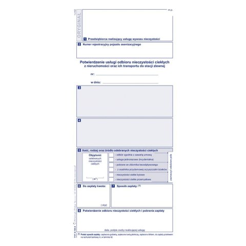 Druk samokopiujący potw.odbioru niczystości ciekł. transport do stacji paliw Michalczyk i Prokop (S-105-8) Michalczyk i Prokop