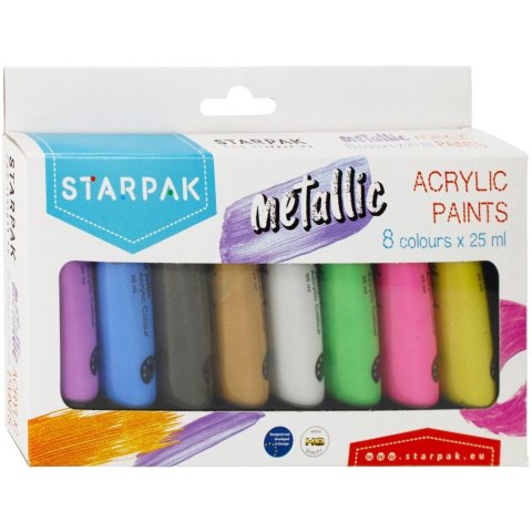 Farba akrylowa 8kolx 25ml, metalik kolor: mix 25ml Starpak (484980) Starpak