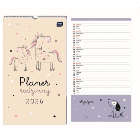 Kalendarz ścienny PLANER RODZINNY 250mm x 430mm Interdruk (PICCOLO) Interdruk