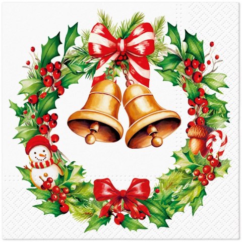 Serwetki Lunch BN Jingle Bells Bliss mix nadruk bibuła [mm:] 330x330 Paw (SDL240600) Paw