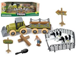 Traktor zestaw farma, traktor do skręcania, z przyczepą i drzewem, ze śrubokrętem, zwierzęta, zagroda Adar (622371) Adar