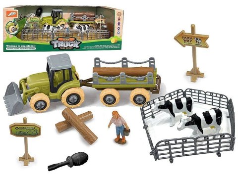 Traktor zestaw farma, traktor do skręcania, z przyczepą i drzewem, ze śrubokrętem, zwierzęta, zagroda Adar (622371) Adar