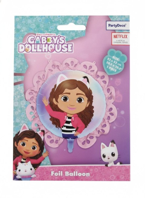 Balon foliowy pastylka z falbanką Koci Domek Gabi Partydeco (FB317) Partydeco