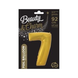 Balon foliowy złoty matowy cyfra 7 45 cali 45cal Godan (hs-c45zm7) Godan