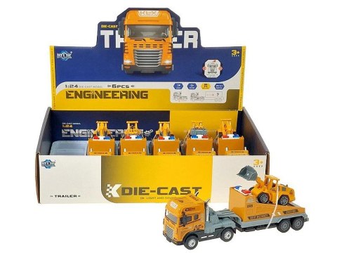 Ciężarówka z lawetą i koparką, metalowe, 30x10,5x7cm, światło, dźwięk Adar (618220) Adar