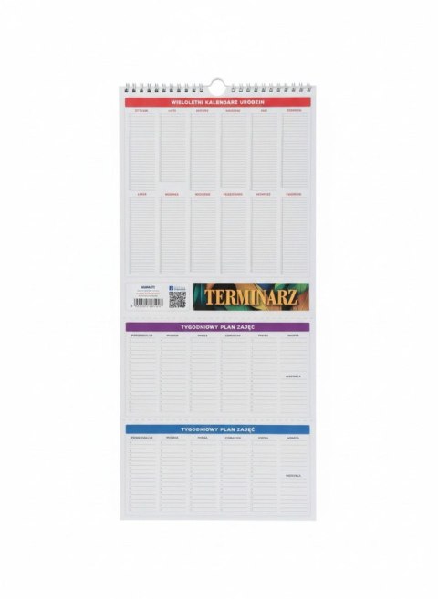 Kalendarz ścienny TERMINARZ wieloplanszowy paskowy 220mm x 490mm Avanti (KPD-6) Avanti