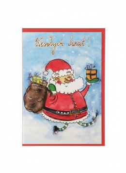 Kartka składana B6 Karnet B6 BN mikołaj z prezentami Henry (5908451981549) Henry