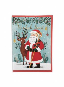 Kartka składana B6 Karnet B6 BN mikołaj z reniferem Henry (5908451981488) Henry