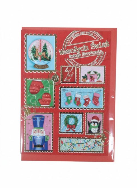 Kartka składana B6 Karnet B6 BN znaczki świąteczne Henry (5908451981532) Henry