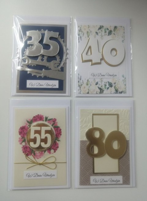 Kartka składana urodziny cyfra ręcznie zdobiona C6 Deco Styl (C6) Deco Styl