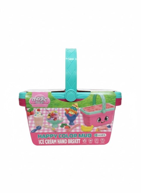 Masa plastyczna dla dzieci koszyczek różowy z foremkami mix Artyk (176760) Artyk