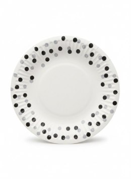 Talerz jednorazowy Confetti Silver-Black papier śr. 180mm 8 szt Paw (PPD8000508) Paw