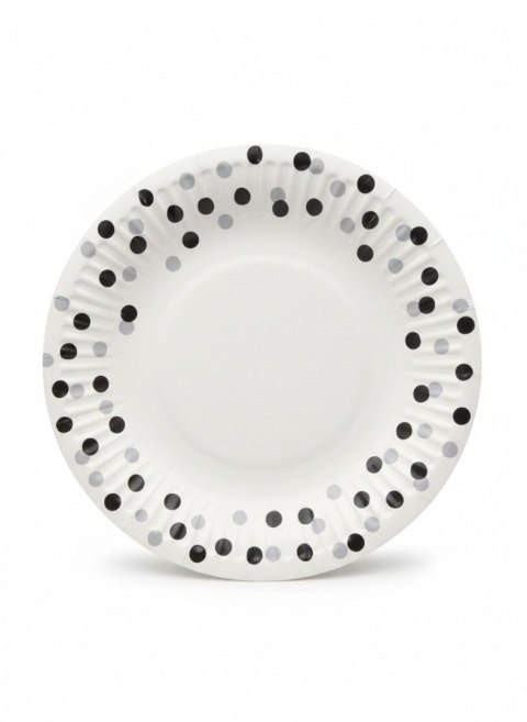 Talerz jednorazowy Confetti Silver-Black papier śr. 180mm 8 szt Paw (PPD8000508) Paw