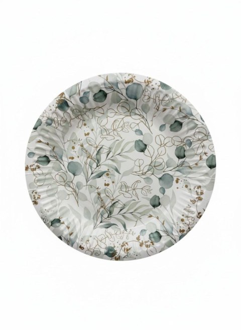 Talerz jednorazowy Golden Eucalypus papier śr. 180mm 8 szt Paw (PPD8003700) Paw