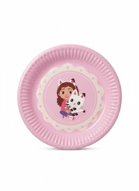 Talerz jednorazowy Koci Domek Gabi papier śr. 180mm 6 szt Partydeco (TPP105) Partydeco