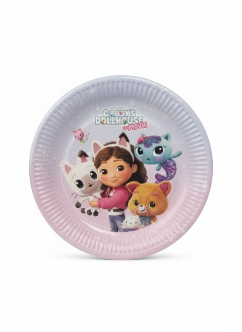 Talerz jednorazowy Koci Domek Gabi papier śr. 230mm 6 szt Partydeco (TPP103) Partydeco
