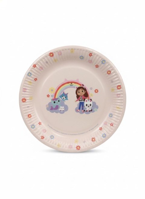 Talerz jednorazowy Koci Domek Gabi papier śr. 230mm 6 szt Partydeco (TPP104) Partydeco