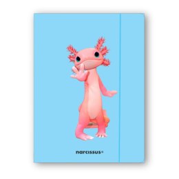 Teczka kartonowa na gumkę Teddies& Aksolotl A4 niebieski 270g Narcissus Narcissus