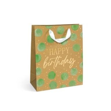 Torba prezentowa urodzinowe kropki zielony, L, 5szt. [mm:] 320x260x 120 Argo (257057) Argo