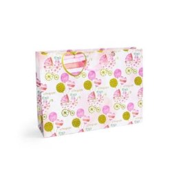 Torba prezentowa wózeczek z balonami różowy, XL, 5szt. [mm:] 310x420x 120 Argo (257046) Argo