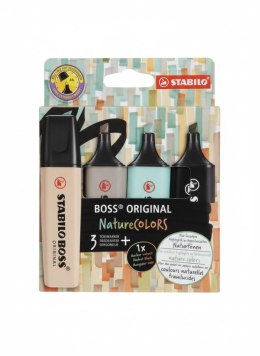 Zakreślacz BOSS NATURAL COLORS kpl 4 szt 4006381603133 wkład mix 2,0-5,0mm Stabilo (70/4-2-5) Stabilo