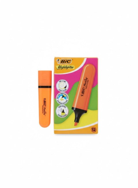 Zakreślacz FLAT HIGHLIGHTER 12 szt 3086123742857 wkład pomarańczowy Bic (517961 neon pomarańczowy) Bic