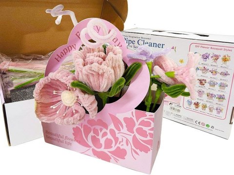 Zestaw kreatywny dla dzieci do tworzenia kwiatów, bukietów, z gąbką florystyczną i drucikami; mix wzorów Adar (627994) Adar