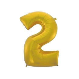 Balon foliowy złoty matowy cyfra 2 45 cali 45cal Godan (hs-c45zm2) Godan