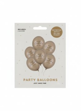 Balon gumowy Happy Birthday, Metallic Cold Gold złoty 300mm Partydeco (SB14M-341-019Z-6) Partydeco