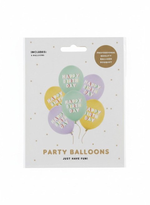 Balon gumowy Happy Birthday, mix mix 300mm Partydeco (SB14P-350-000-6) Partydeco