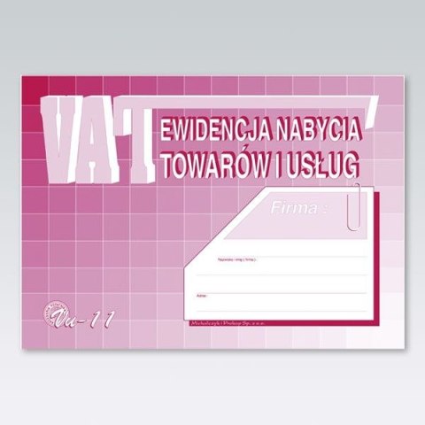 Druk offsetowy Ewidencja nabycia towarów i usług A4 48k. Michalczyk i Prokop (VU-11U) Michalczyk i Prokop