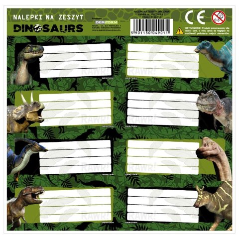 Naklejka na zeszyt Dinozaur [mm:] 160x160 Derform (NNZDN) Derform